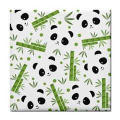 Giant Panda Bear Bamboo Icon Green Bamboo Tile Coasters by Sudhe