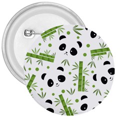 Giant Panda Bear Bamboo Icon Green Bamboo 3  Buttons by Sudhe