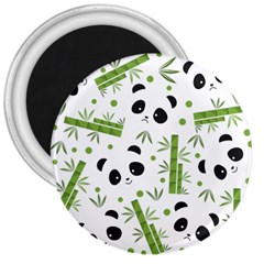 Giant Panda Bear Bamboo Icon Green Bamboo 3  Magnets by Sudhe