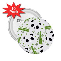 Giant Panda Bear Bamboo Icon Green Bamboo 2 25  Buttons (10 Pack)  by Sudhe