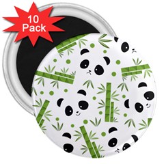 Giant Panda Bear Bamboo Icon Green Bamboo 3  Magnets (10 Pack)  by Sudhe