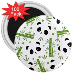 Giant Panda Bear Bamboo Icon Green Bamboo 3  Magnets (100 Pack) by Sudhe