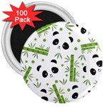 Giant Panda Bear Bamboo Icon Green Bamboo 3  Magnets (100 pack) Front