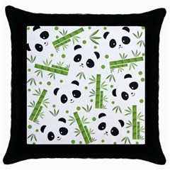 Giant Panda Bear Bamboo Icon Green Bamboo Throw Pillow Case (black) by Sudhe