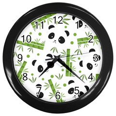 Giant Panda Bear Bamboo Icon Green Bamboo Wall Clock (black) by Sudhe