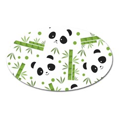 Giant Panda Bear Bamboo Icon Green Bamboo Oval Magnet by Sudhe