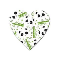 Giant Panda Bear Bamboo Icon Green Bamboo Heart Magnet by Sudhe