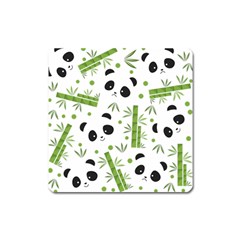 Giant Panda Bear Bamboo Icon Green Bamboo Square Magnet by Sudhe