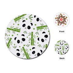 Giant Panda Bear Bamboo Icon Green Bamboo Playing Cards (round) by Sudhe