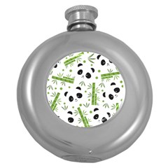 Giant Panda Bear Bamboo Icon Green Bamboo Round Hip Flask (5 Oz) by Sudhe