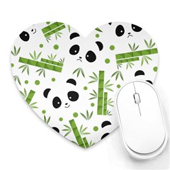 Giant Panda Bear Bamboo Icon Green Bamboo Heart Mousepads by Sudhe