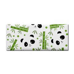 Giant Panda Bear Bamboo Icon Green Bamboo Hand Towel by Sudhe