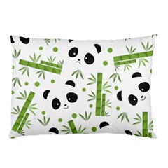 Giant Panda Bear Bamboo Icon Green Bamboo Pillow Case by Sudhe