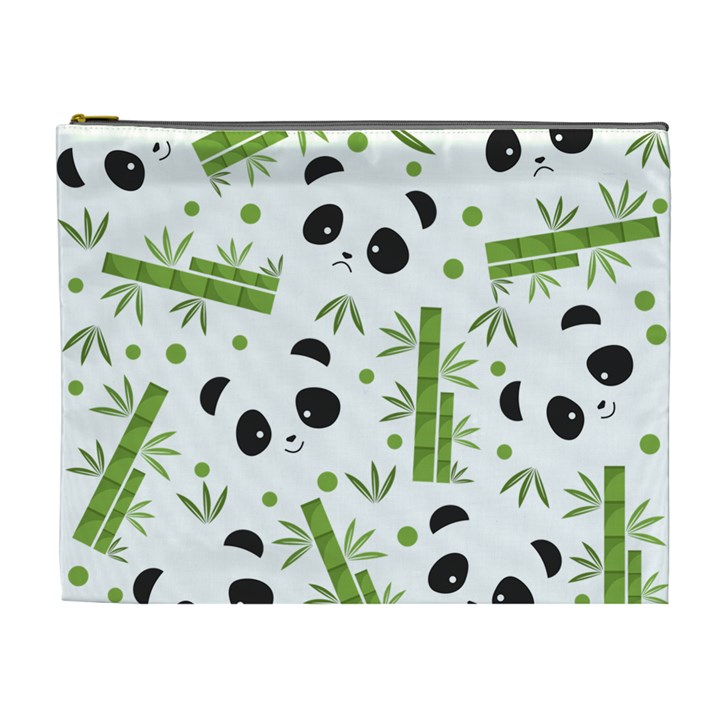 Giant Panda Bear Bamboo Icon Green Bamboo Cosmetic Bag (XL)