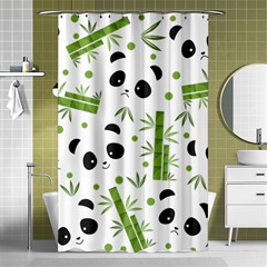 Giant Panda Bear Bamboo Icon Green Bamboo Shower Curtain 48  X 72  (small)  by Sudhe