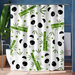 Giant Panda Bear Bamboo Icon Green Bamboo Shower Curtain 60  X 72  (medium)  by Sudhe