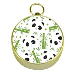 Giant Panda Bear Bamboo Icon Green Bamboo Gold Compasses by Sudhe