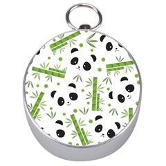 Giant Panda Bear Bamboo Icon Green Bamboo Silver Compasses by Sudhe