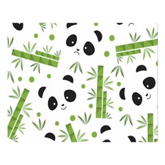 Giant Panda Bear Bamboo Icon Green Bamboo Double Sided Flano Blanket (large)  by Sudhe