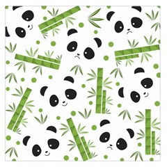 Giant Panda Bear Bamboo Icon Green Bamboo Large Satin Scarf (square) by Sudhe