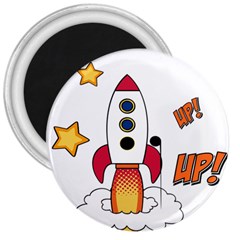 Rocket Cartoon 3  Magnets by Sudhe