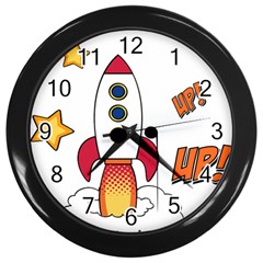 Rocket Cartoon Wall Clock (black) by Sudhe