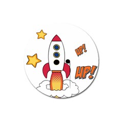 Rocket Cartoon Magnet 3  (round) by Sudhe