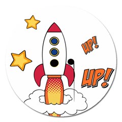 Rocket Cartoon Magnet 5  (round) by Sudhe