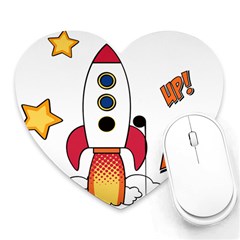 Rocket Cartoon Heart Mousepads by Sudhe