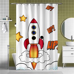 Rocket Cartoon Shower Curtain 48  X 72  (small)  by Sudhe