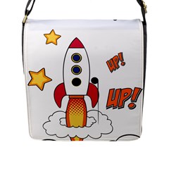 Rocket Cartoon Flap Closure Messenger Bag (l) by Sudhe