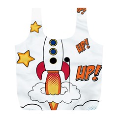 Rocket Cartoon Full Print Recycle Bag (l) by Sudhe