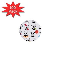 Giant Panda Bear Cuteness 1  Mini Buttons (100 Pack)  by Sudhe