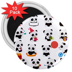 Giant Panda Bear Cuteness 3  Magnets (10 Pack)  by Sudhe