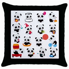 Giant Panda Bear Cuteness Throw Pillow Case (black) by Sudhe