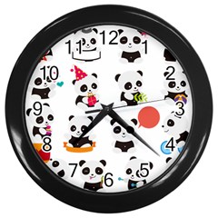 Giant Panda Bear Cuteness Wall Clock (black) by Sudhe