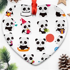 Giant Panda Bear Cuteness Heart Ornament (two Sides) by Sudhe