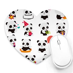 Giant Panda Bear Cuteness Heart Mousepads by Sudhe