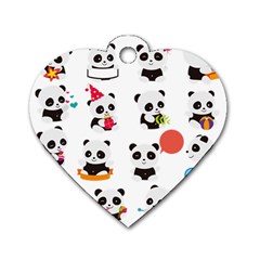 Giant Panda Bear Cuteness Dog Tag Heart (one Side) by Sudhe