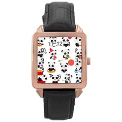 Giant Panda Bear Cuteness Rose Gold Leather Watch  by Sudhe