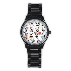 Giant Panda Bear Cuteness Stainless Steel Round Watch by Sudhe