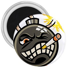 Smoking Cartoon Evil Bomb Cartoon 3  Magnets by Sudhe