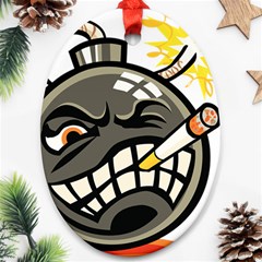 Smoking Cartoon Evil Bomb Cartoon Ornament (oval) by Sudhe