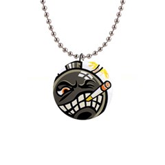 Smoking Cartoon Evil Bomb Cartoon 1  Button Necklace by Sudhe