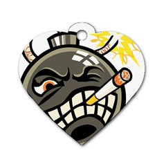 Smoking Cartoon Evil Bomb Cartoon Dog Tag Heart (one Side) by Sudhe