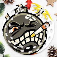 Smoking Cartoon Evil Bomb Cartoon Round Filigree Ornament (two Sides) by Sudhe