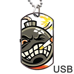 Smoking Cartoon Evil Bomb Cartoon Dog Tag Usb Flash (two Sides) by Sudhe