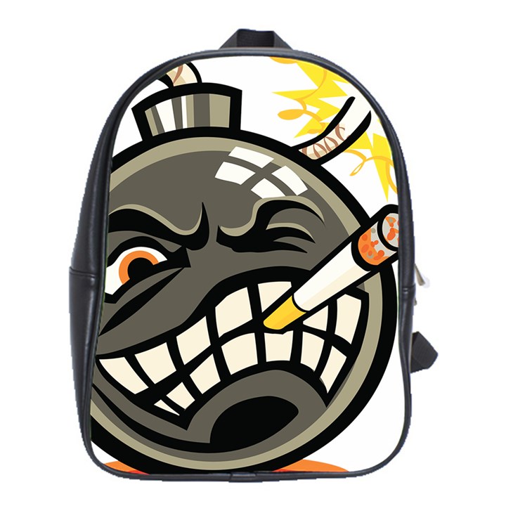 Smoking Cartoon Evil Bomb Cartoon School Bag (XL)