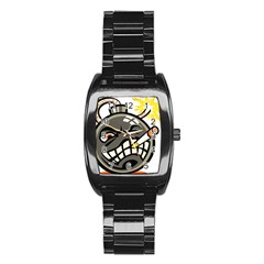 Smoking Cartoon Evil Bomb Cartoon Stainless Steel Barrel Watch by Sudhe