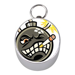 Smoking Cartoon Evil Bomb Cartoon Mini Silver Compasses by Sudhe